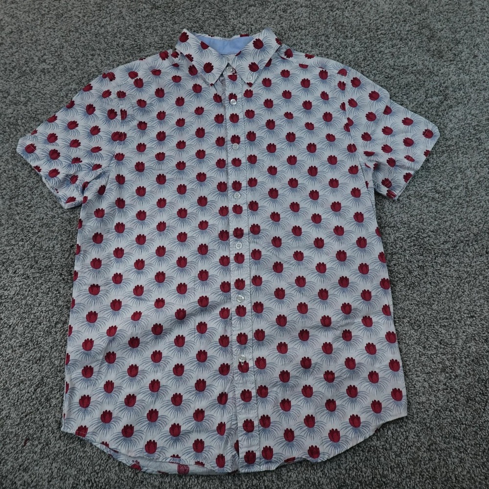 Ben Sherman Shirt Mens S White Red Floral Print Short Sleeve Button Up Casual